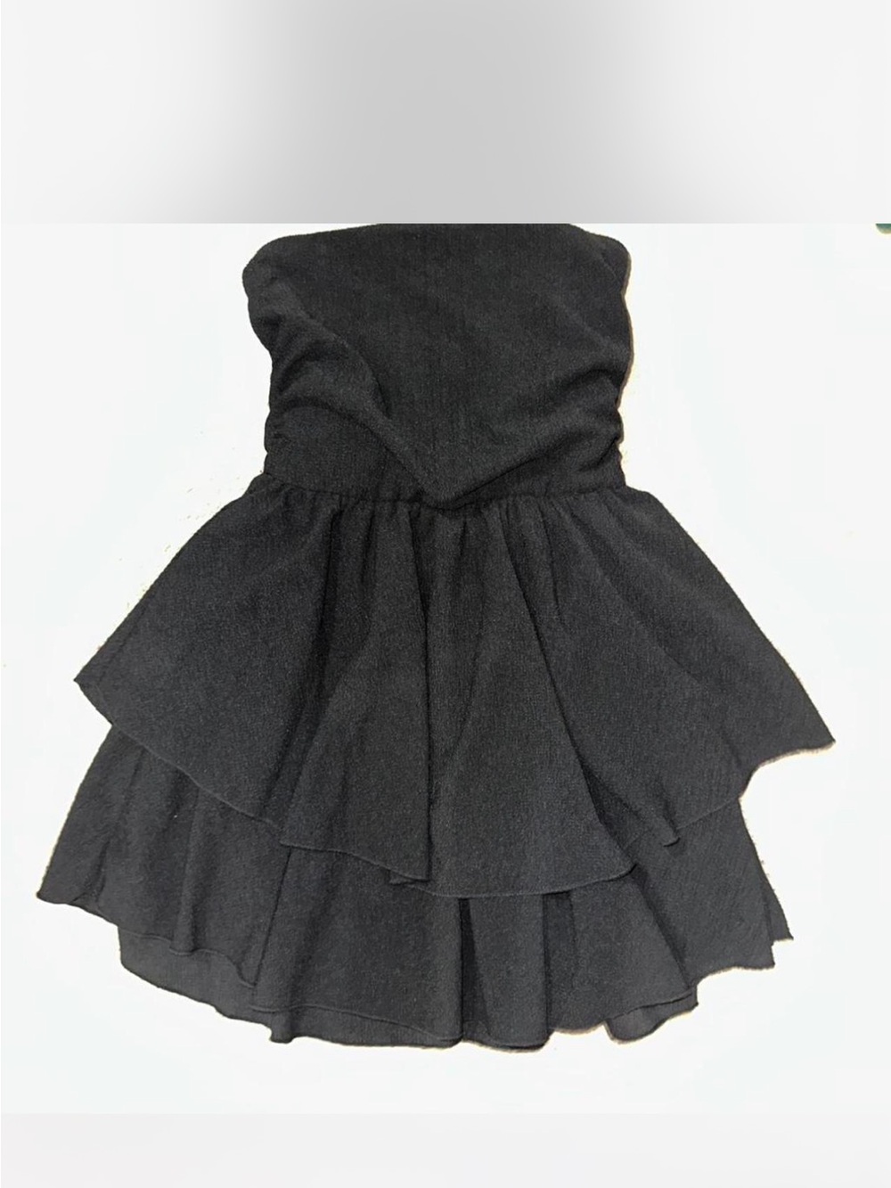 Girls Black Tiered Strapless Dress